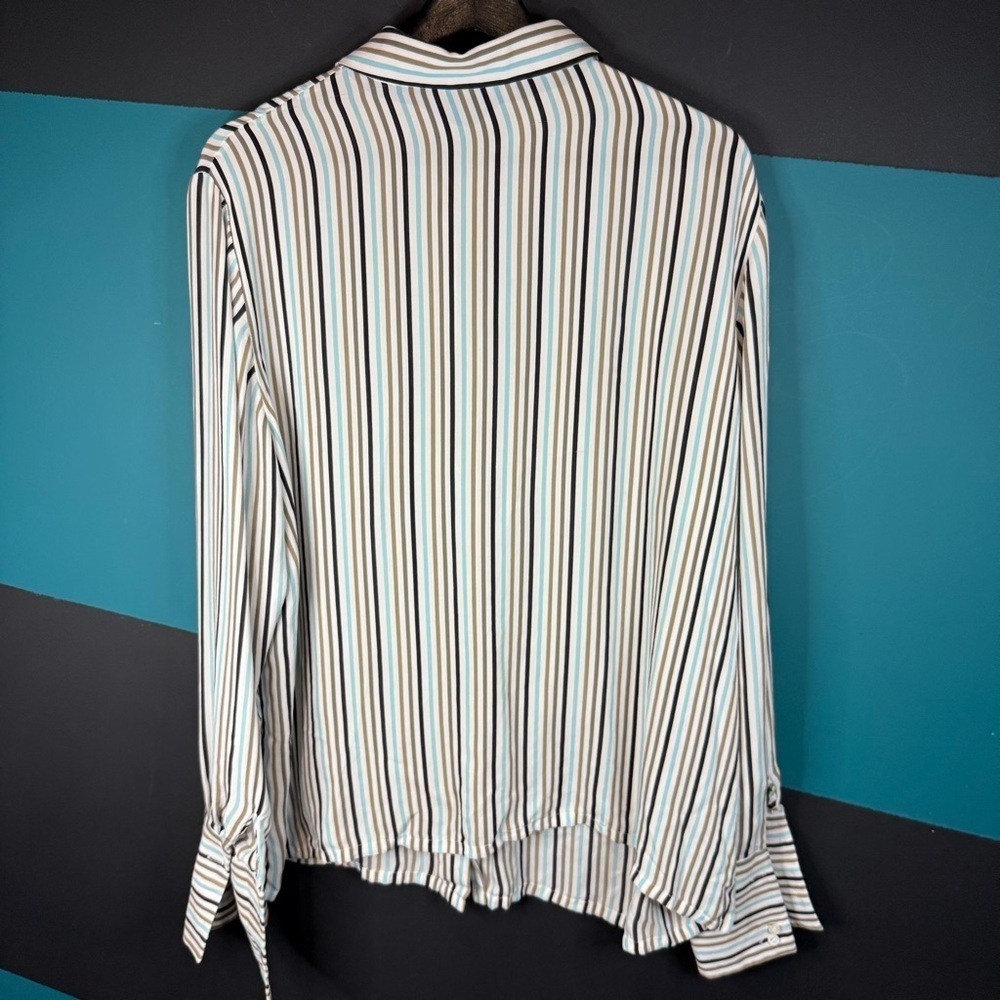 Mulberry Silk Striped Blouse in Gray and Cream - Picture 3 of 9